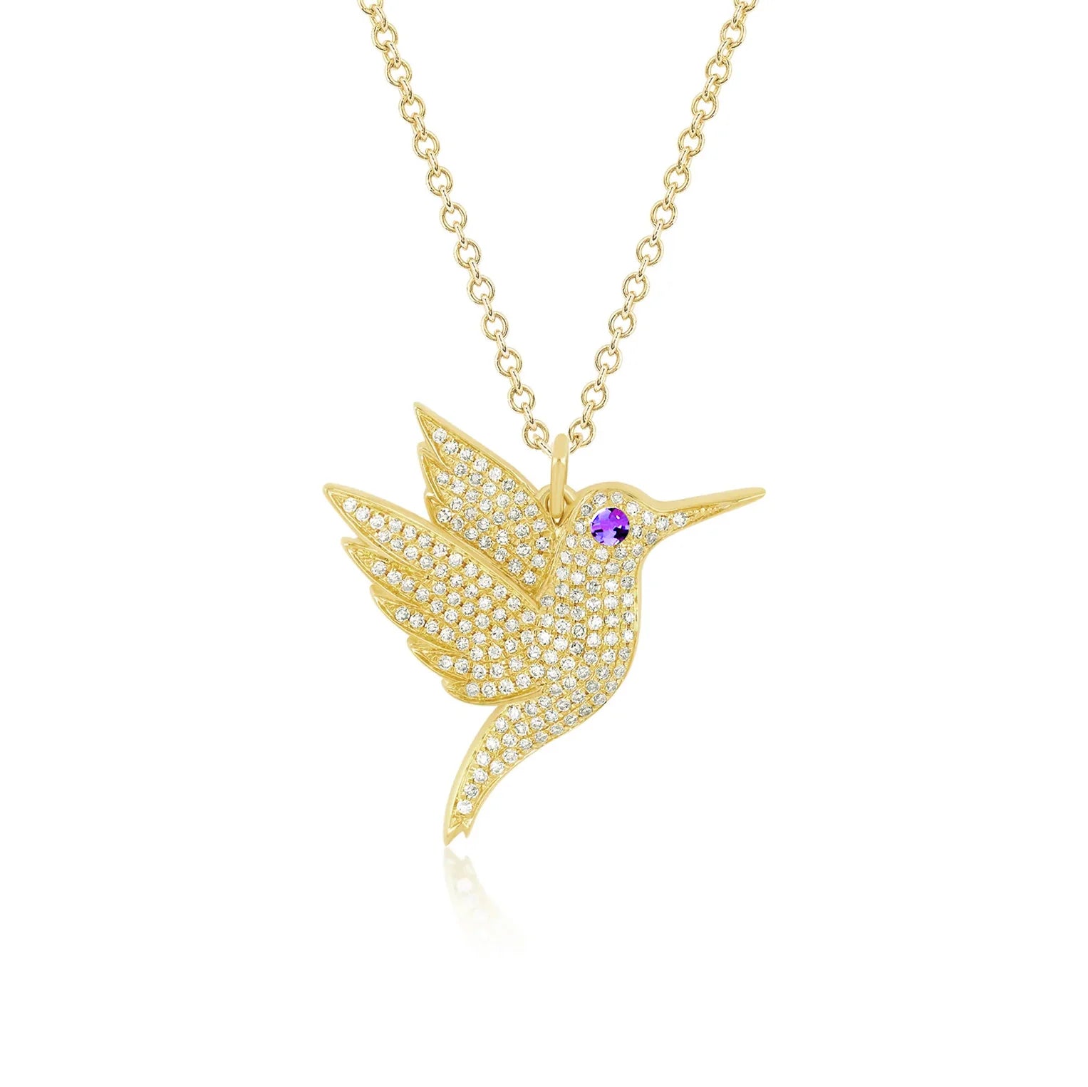 Pave Diamond Hummingbird Necklace