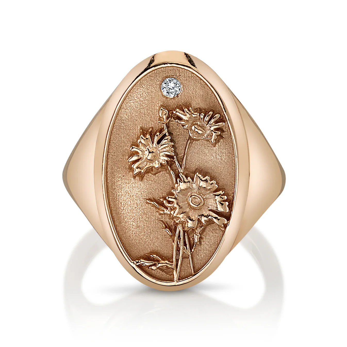 April Birth Flower Signet Ring