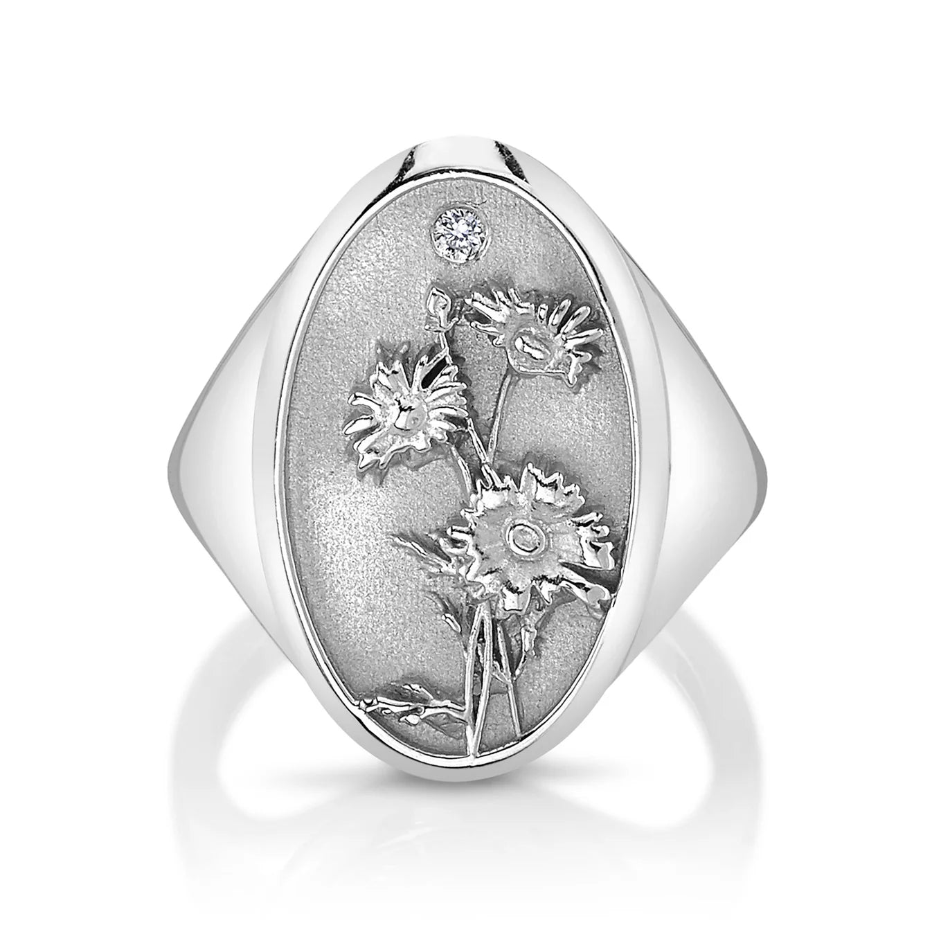 April Birth Flower Signet Ring