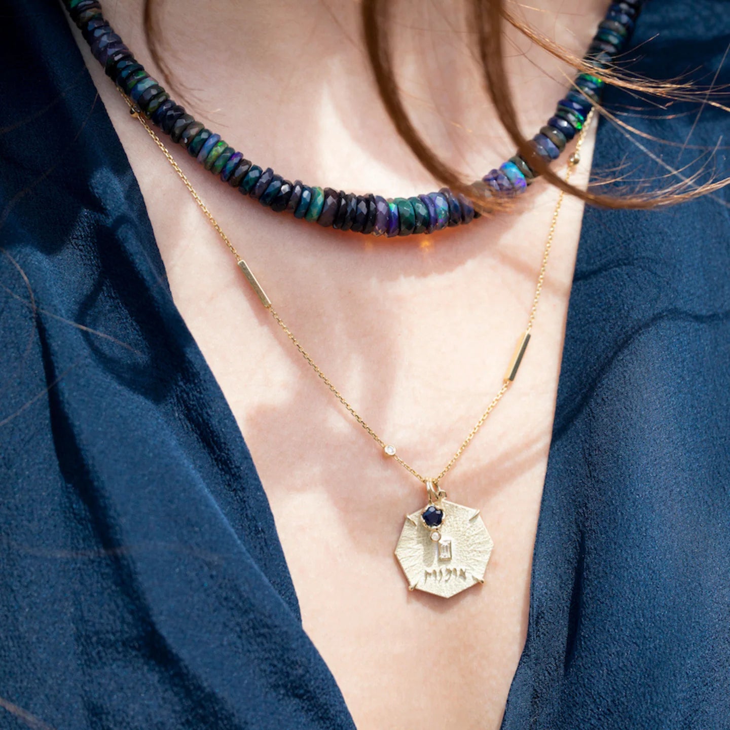 Art Octagon Charm Necklace