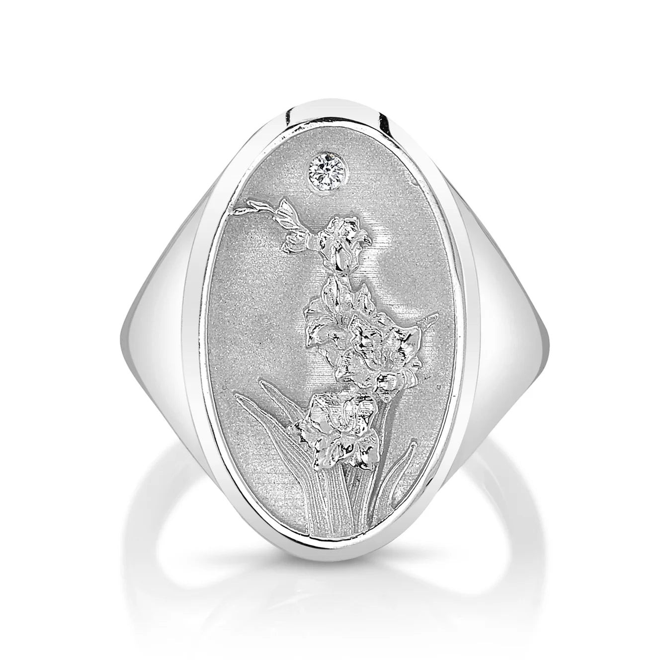 August Birth Flower Signet Ring