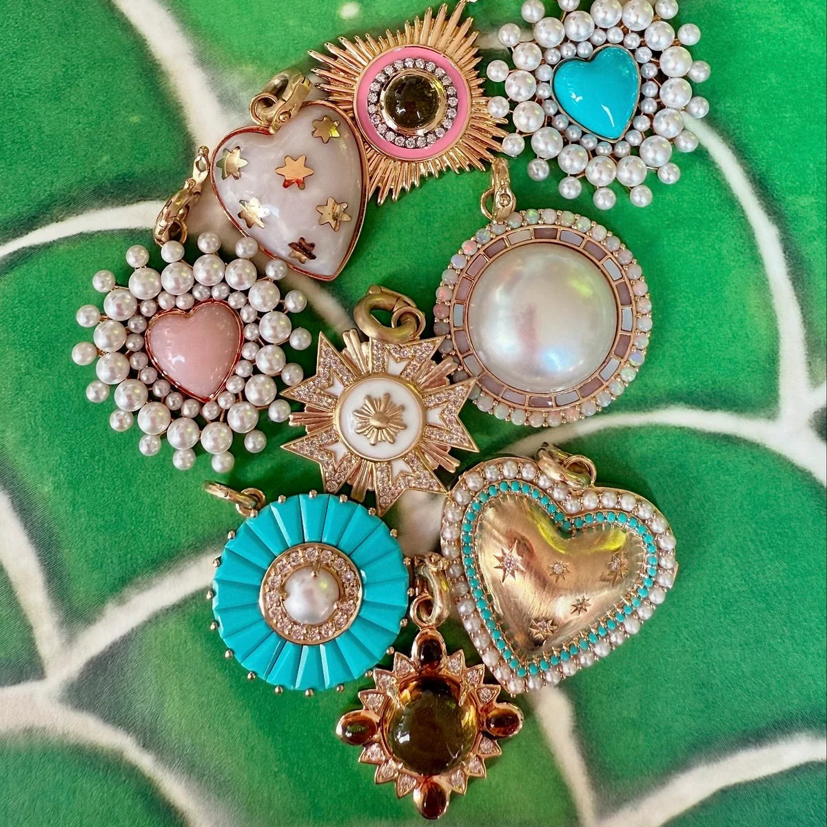 14K Gold Turquoise & Pearl Laney Locket