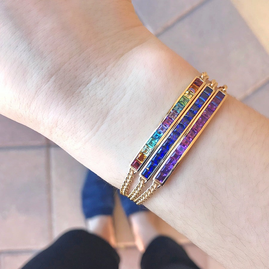 Cirque ID Bracelet with Rainbow Gemstones