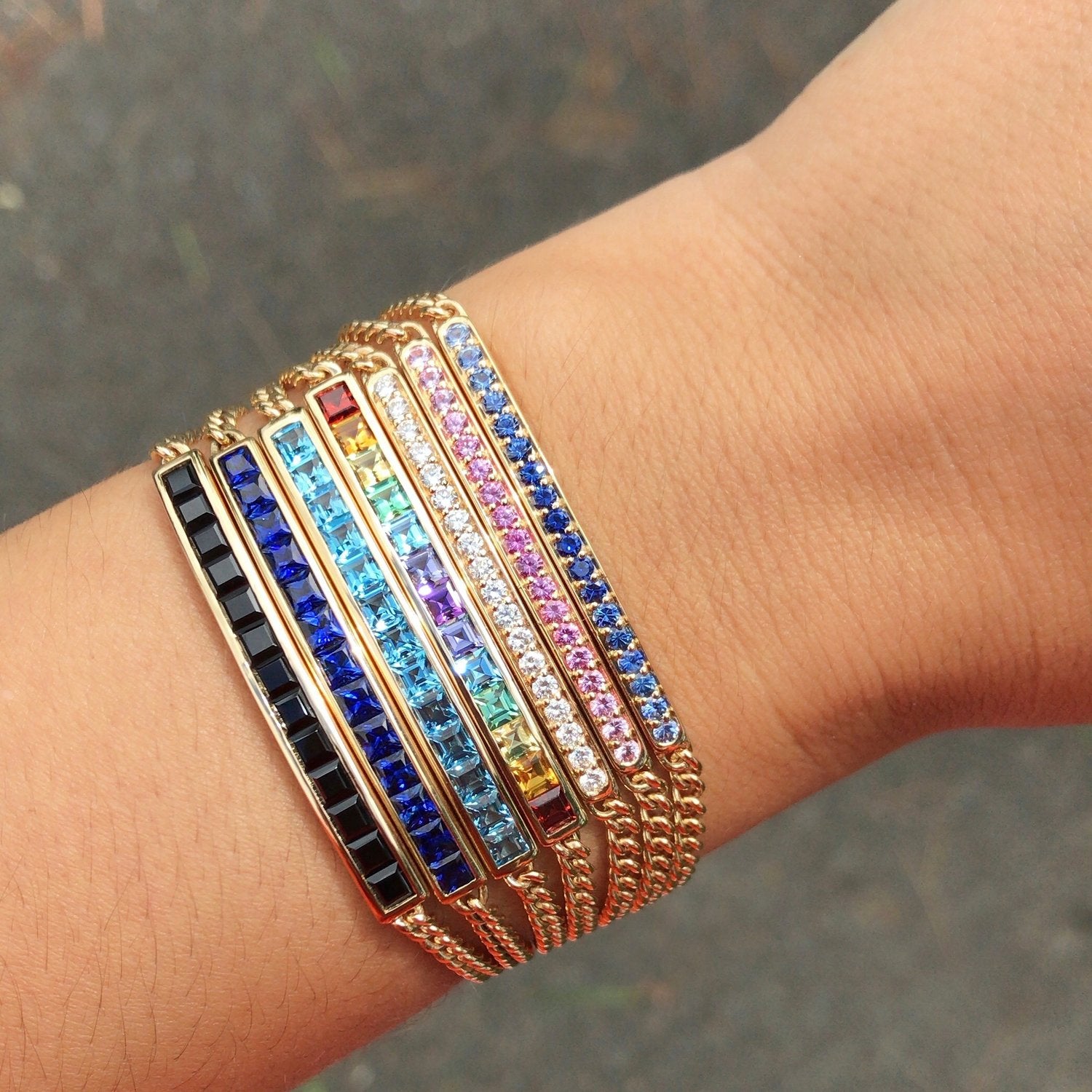 Cirque ID Bracelet with Rainbow Gemstones