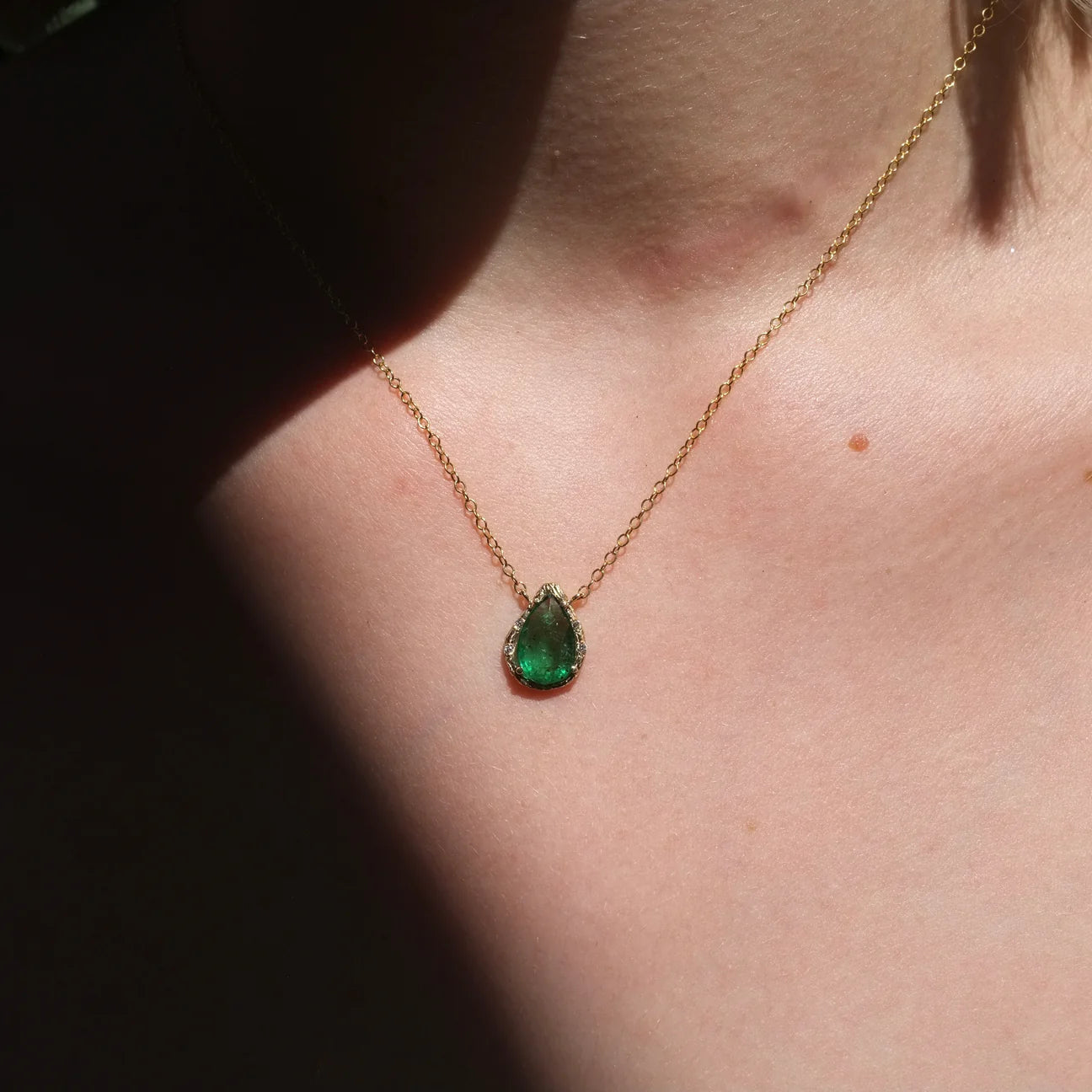 Pear Emerald Necklace