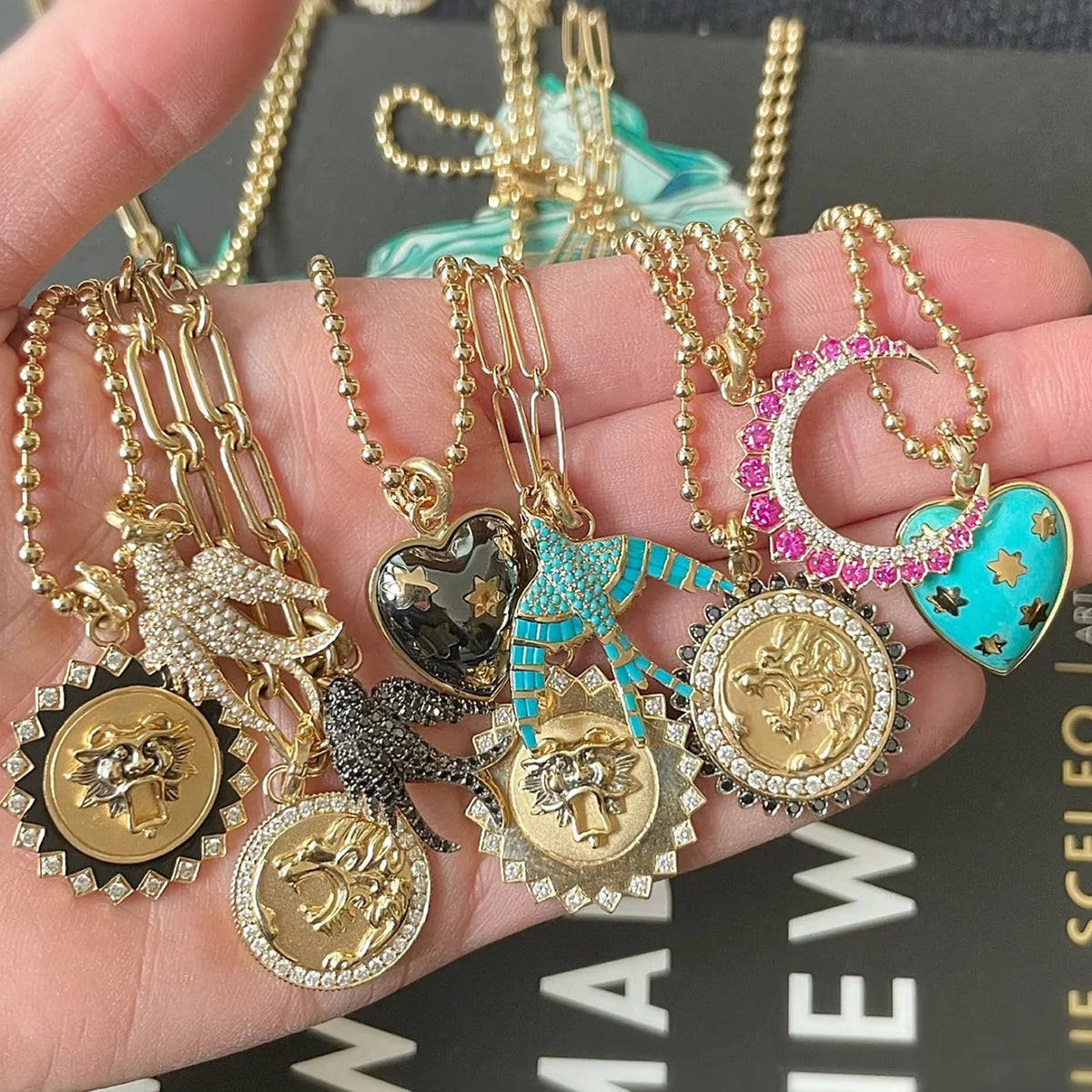 14K Gold & Turquoise Evelyn Birdie Charm