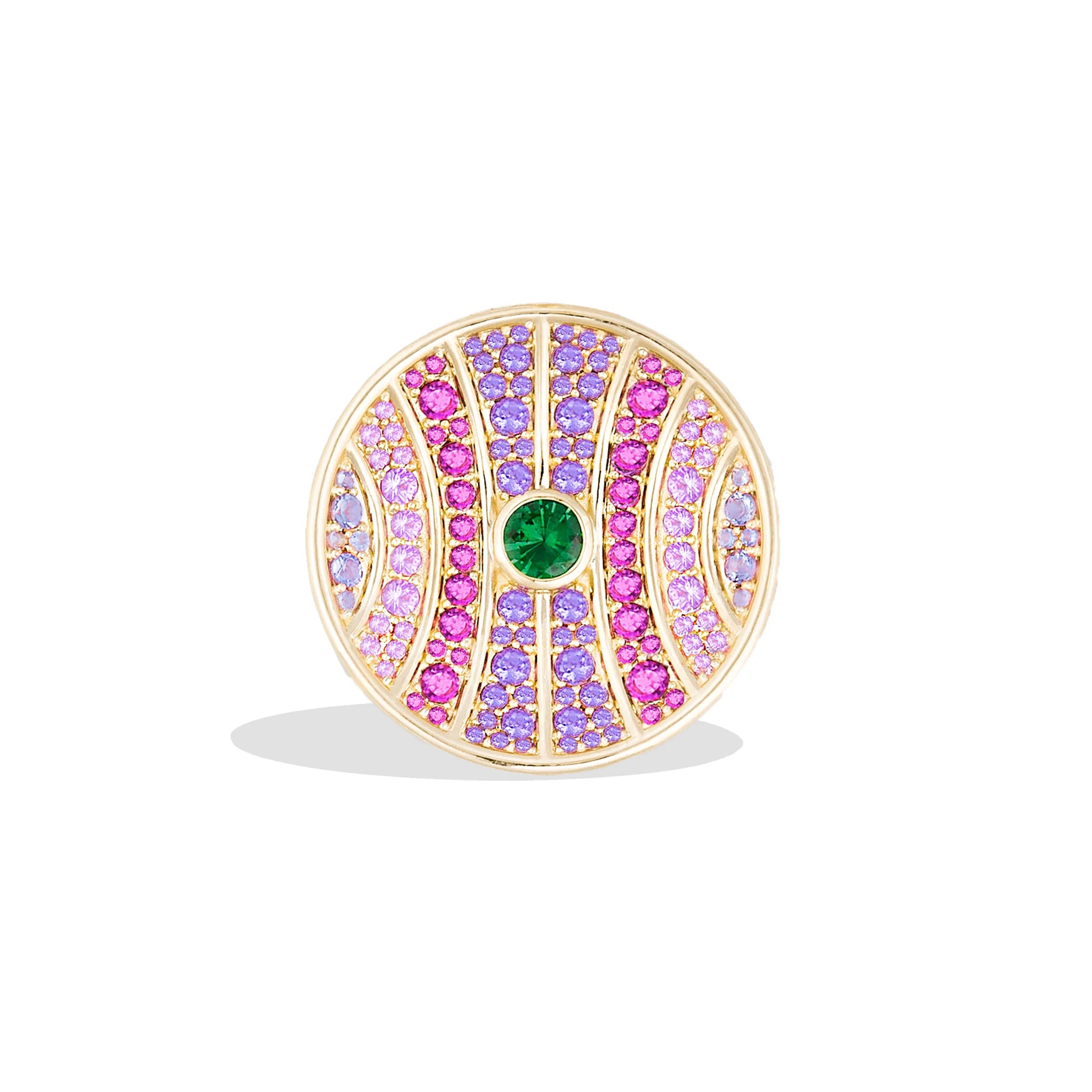 Revel Large Dimensional Ring - Tsavorite, Amethyst, Rhodolite Garnet & Pink Sapphire