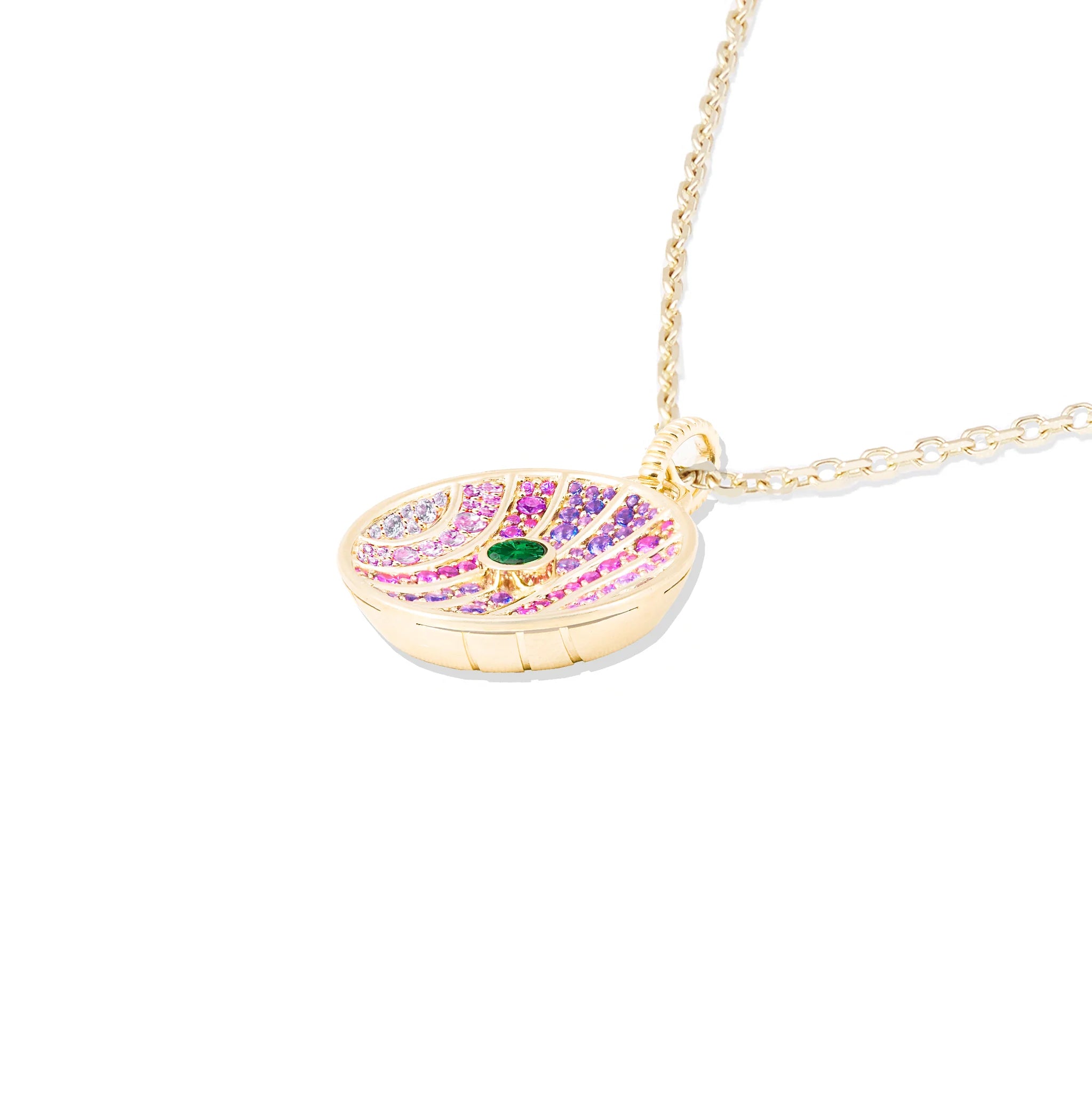 Revel Large Dimensional Pendant - Tsavorite, Amethyst, Rhodolite Garnet & Pink Sapphire