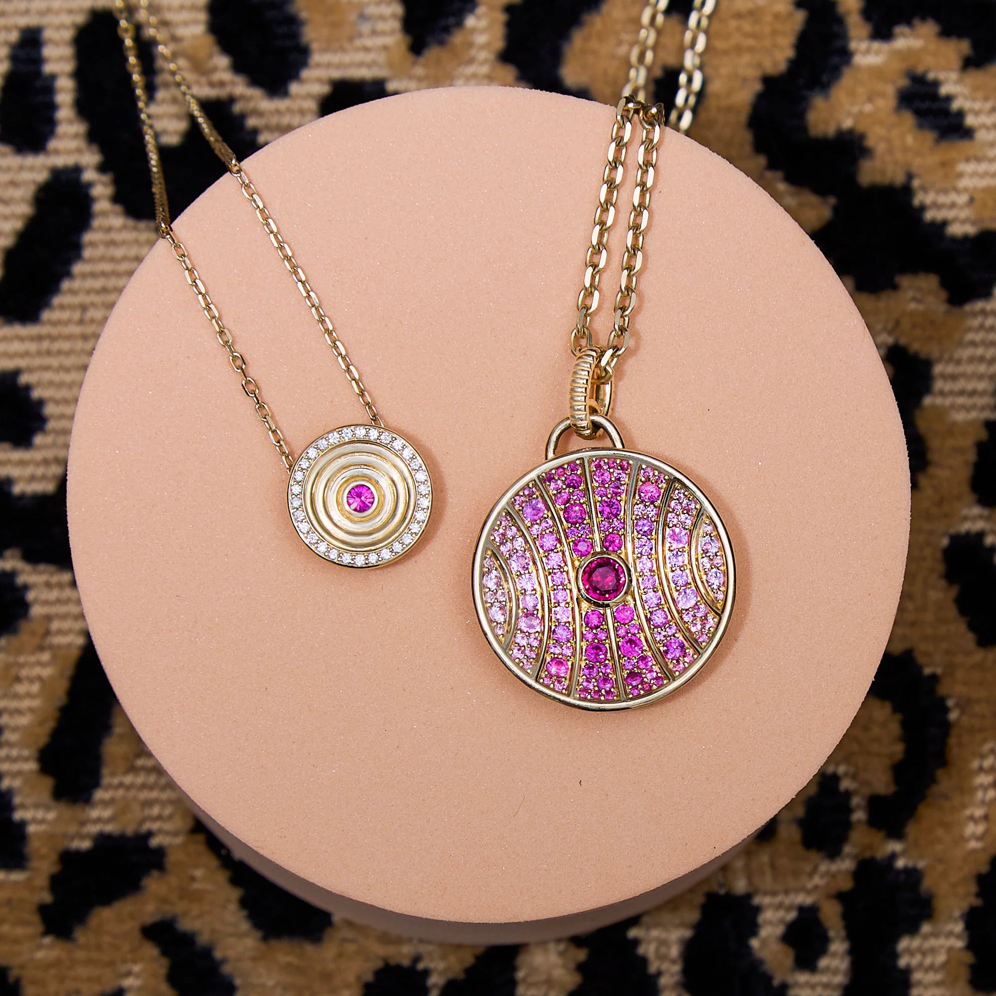 Revel Large Dimensional Pendant - Ruby & Pink Sapphire