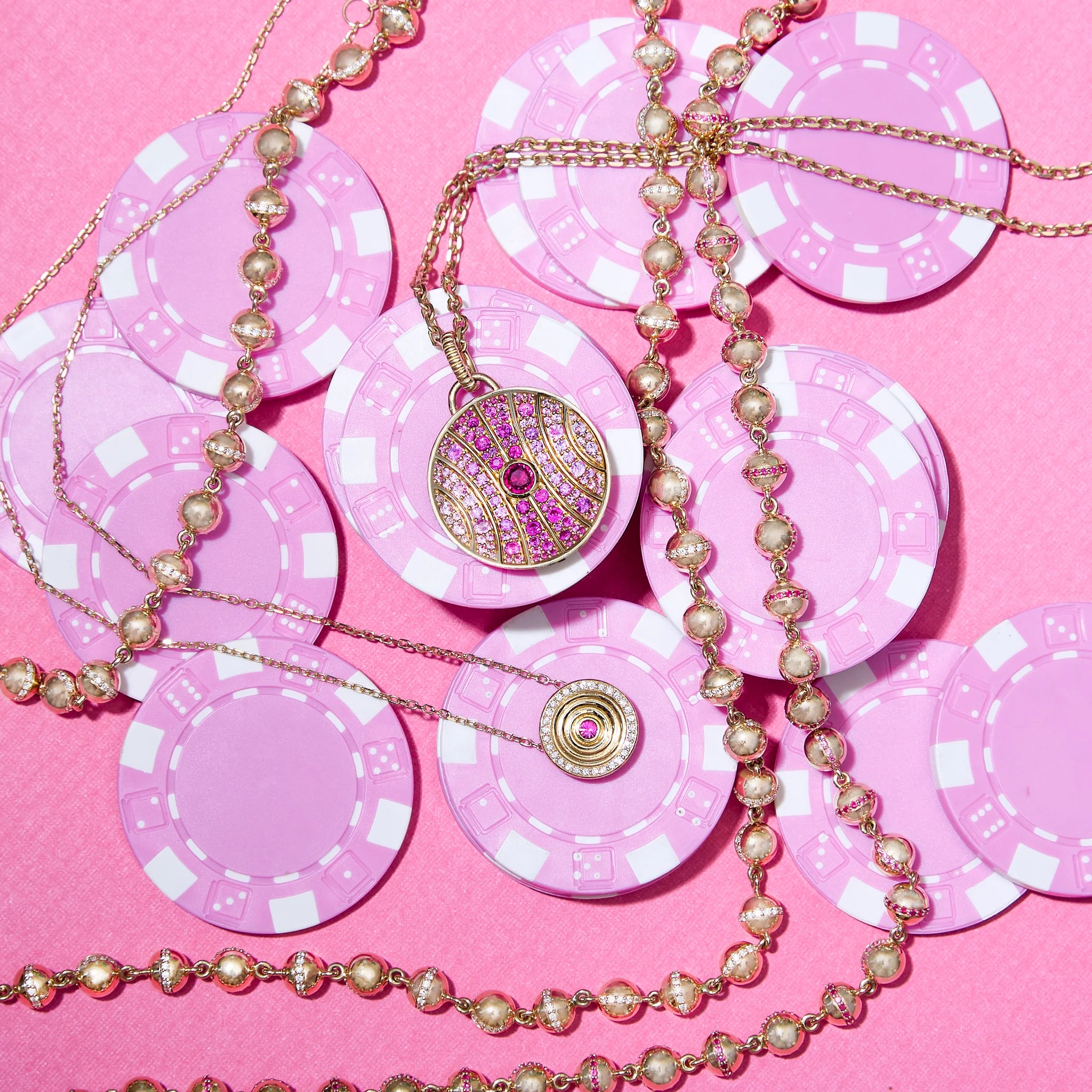 Revel Large Dimensional Pendant - Ruby & Pink Sapphire