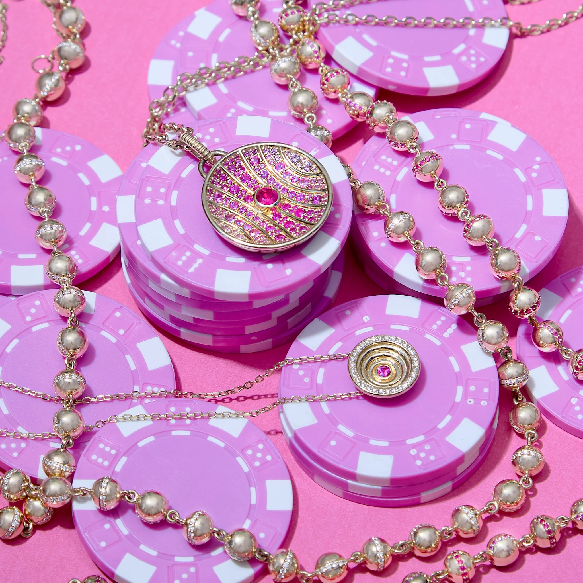 Revel Small Beaded Necklace - Diamond