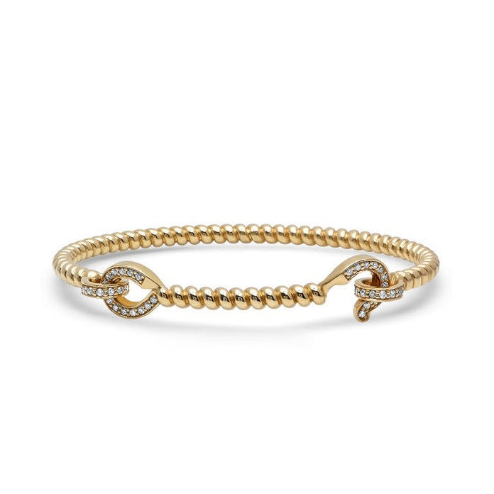 Gold And Diamond Hook Bangle