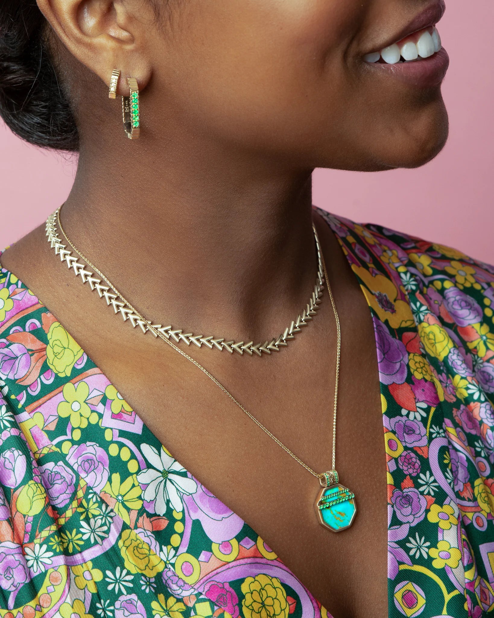 Spark Chevron Link Necklace