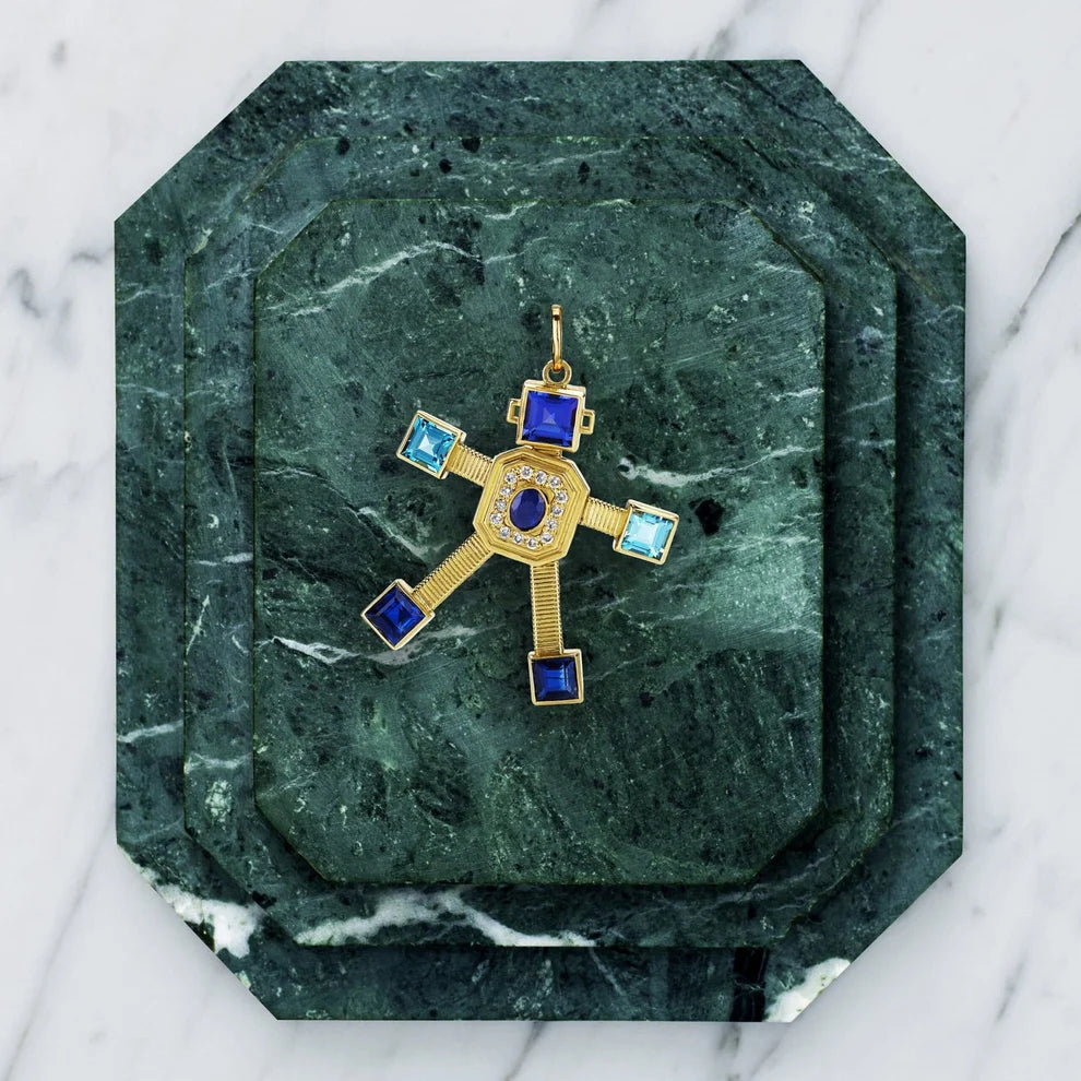 Denim Van Robot Maxi Pendant Diamond Multi Precious Stones