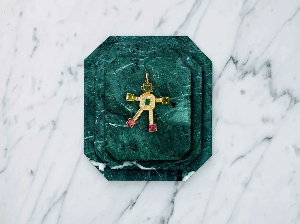 Disco Van Robot Maxi Pendant Diamond Emerald Tourmaline