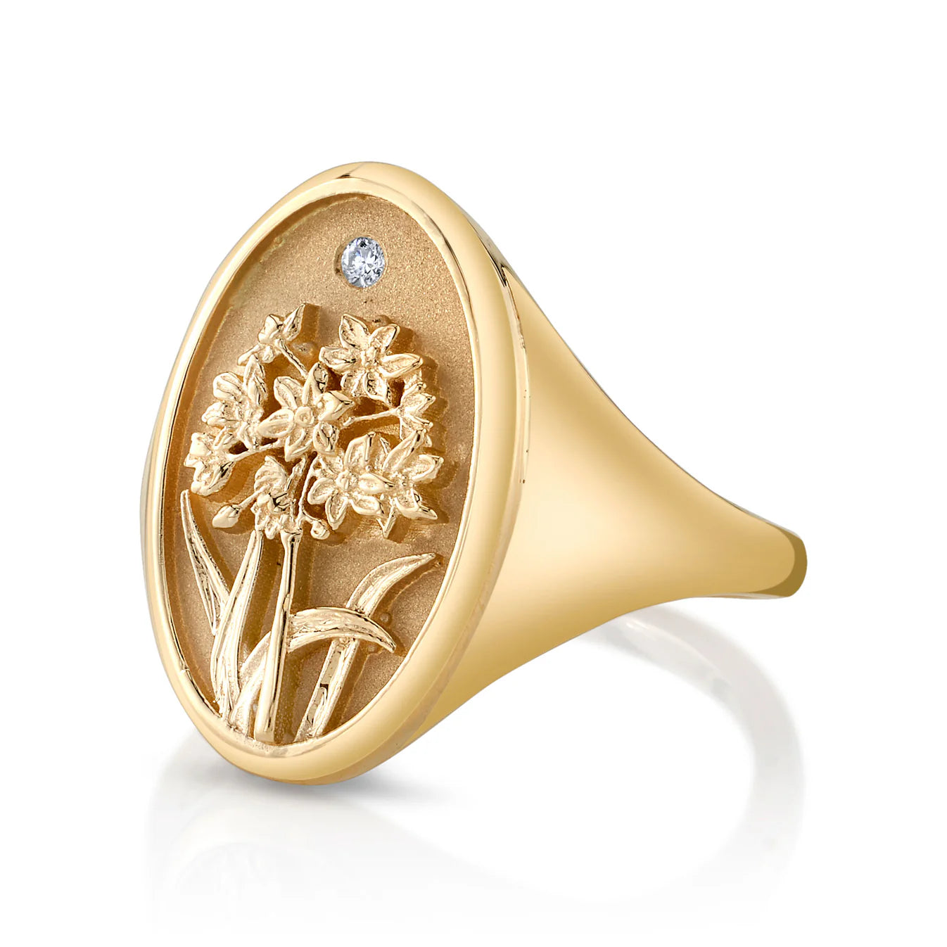 December Birth Flower Signet Ring
