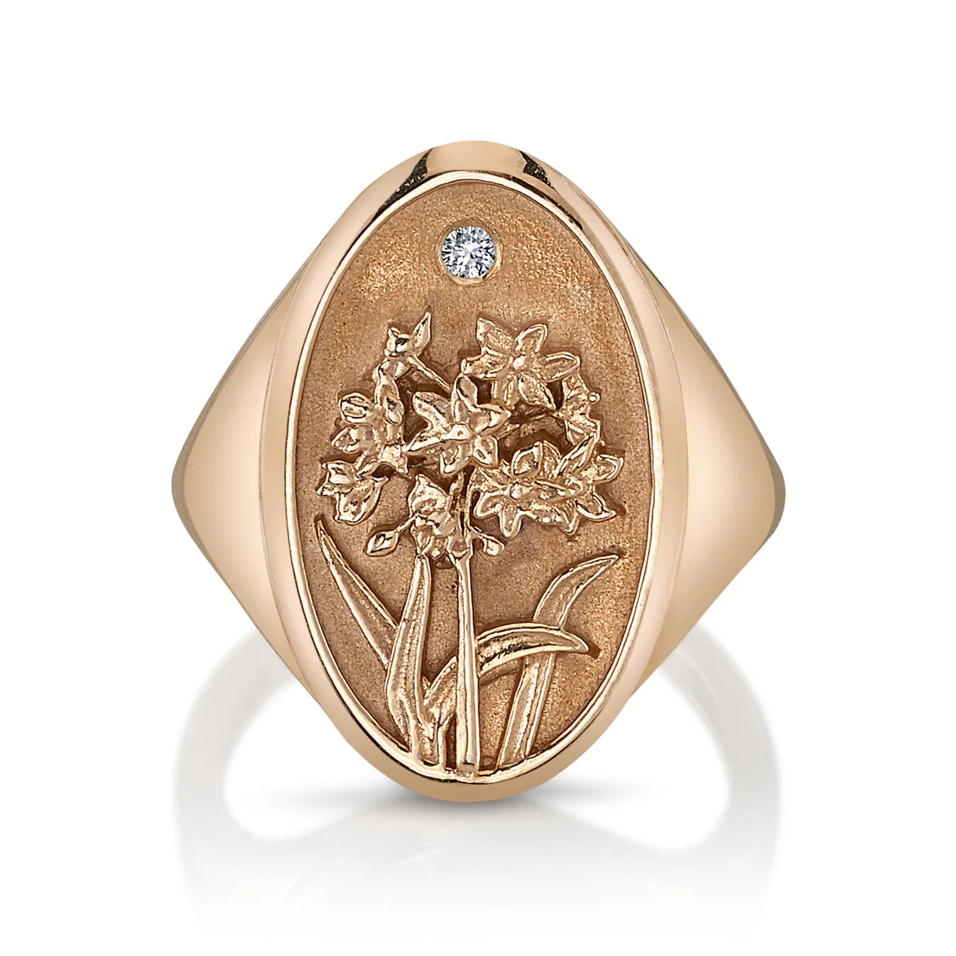 December Birth Flower Signet Ring