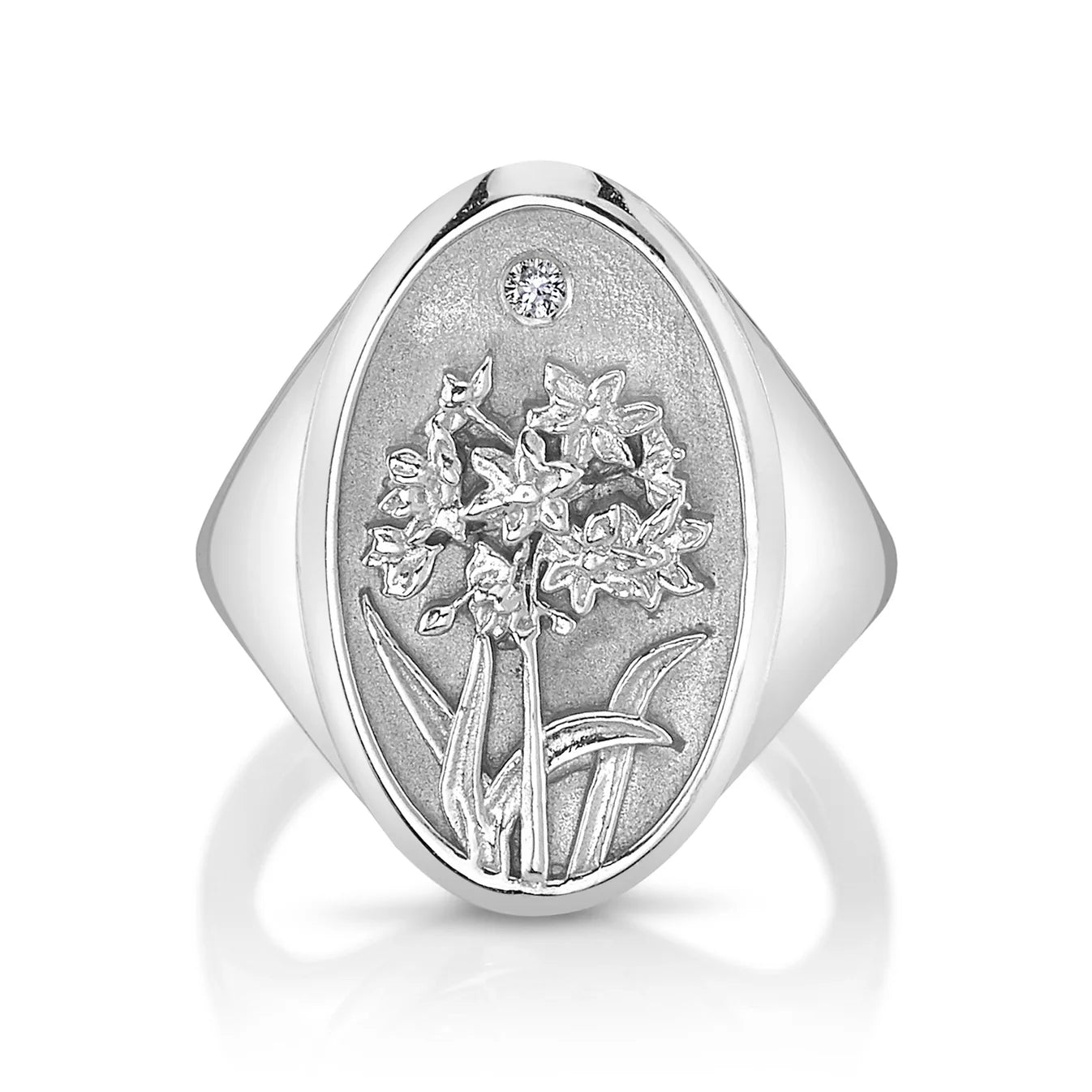 December Birth Flower Signet Ring