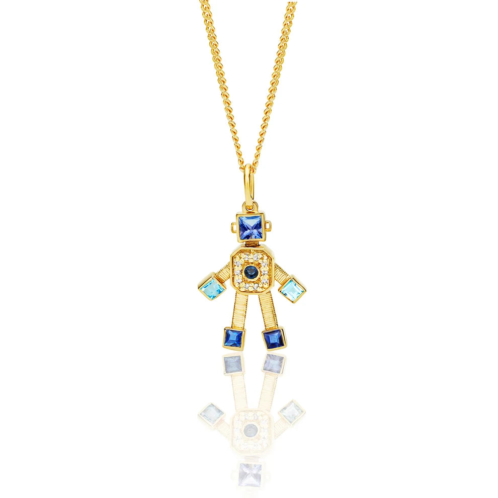 Denim Heart Van Robot Mini Pendant Diamond Multi Precious Stones