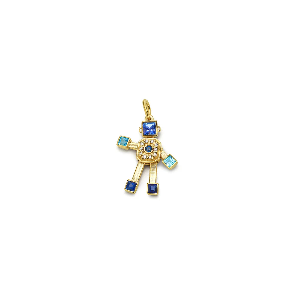 Denim Heart Van Robot Mini Pendant Diamond Multi Precious Stones