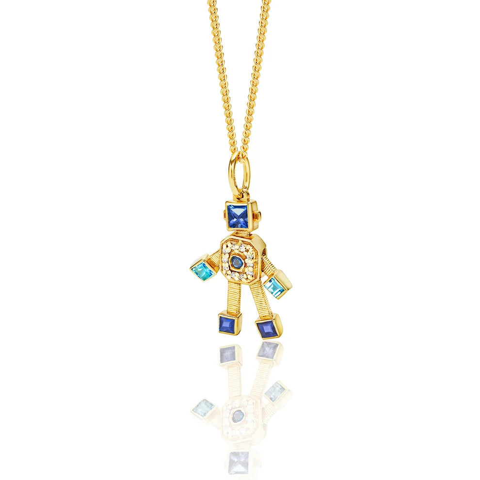 Denim Heart Van Robot Mini Pendant Diamond Multi Precious Stones