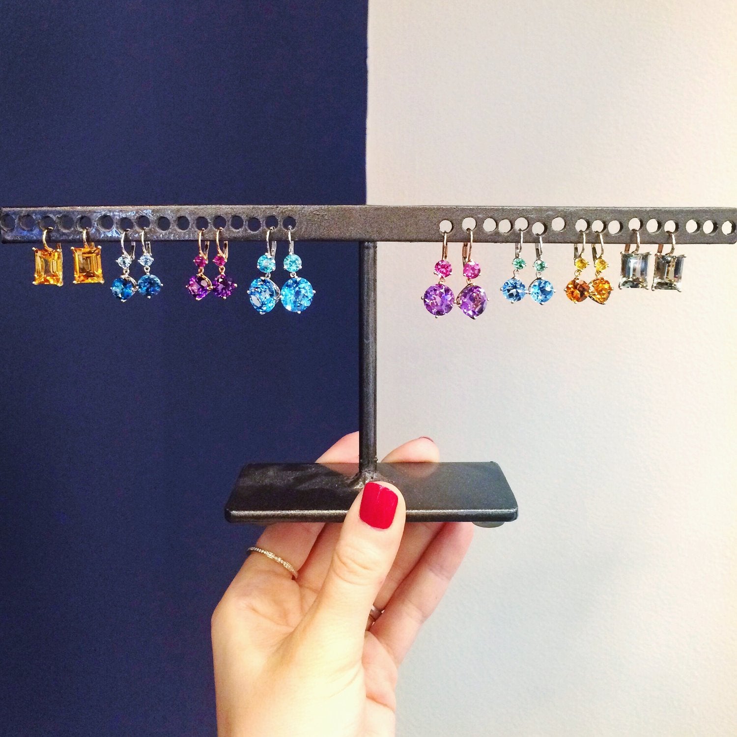 Twinkle Twinkle Petite Double Drop Earrings with Amethyst
