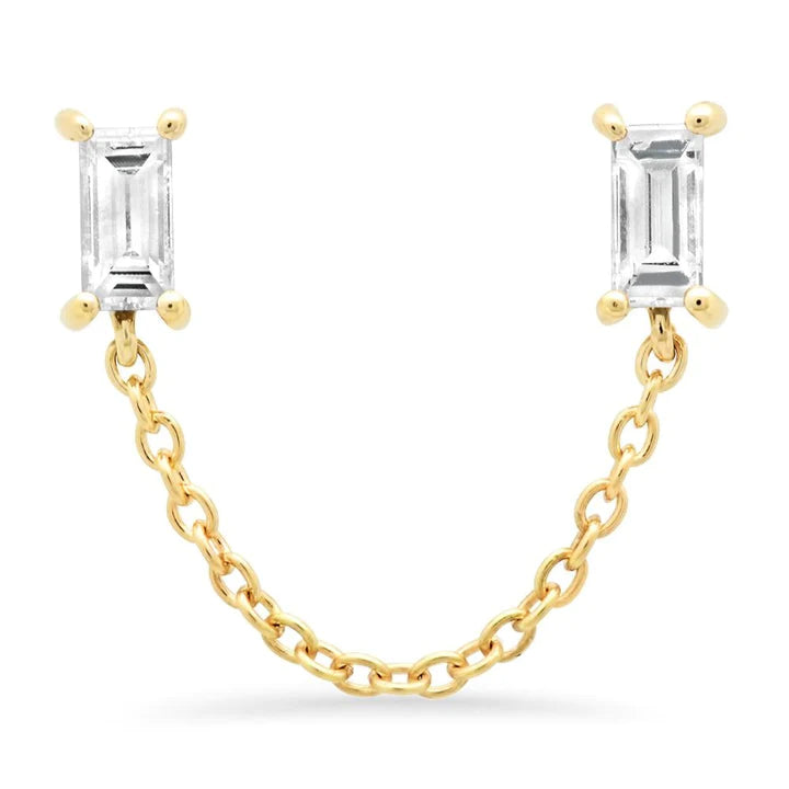 Diamond Baguette Chain Studs