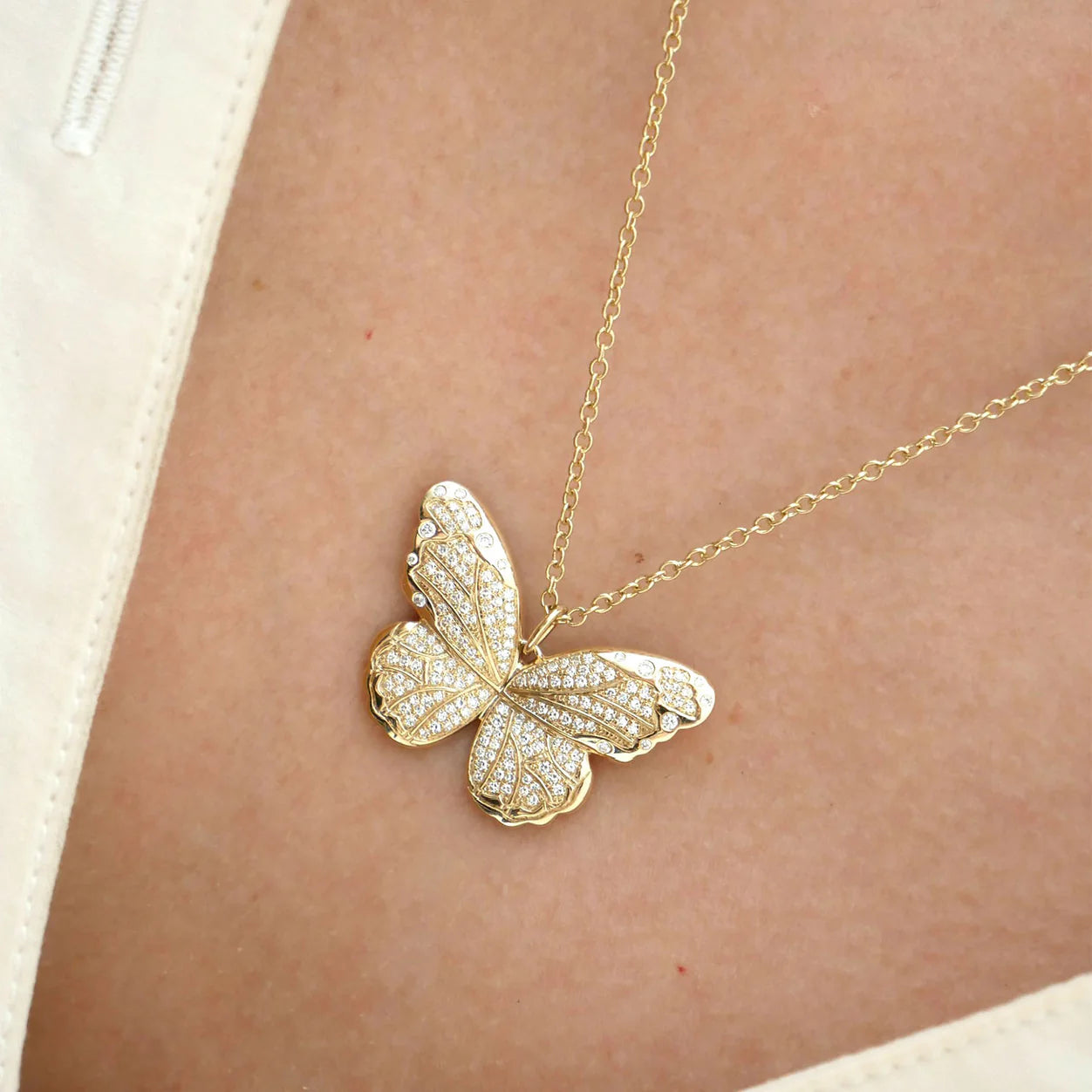 Pavé Diamond Jumbo Butterfly Necklace