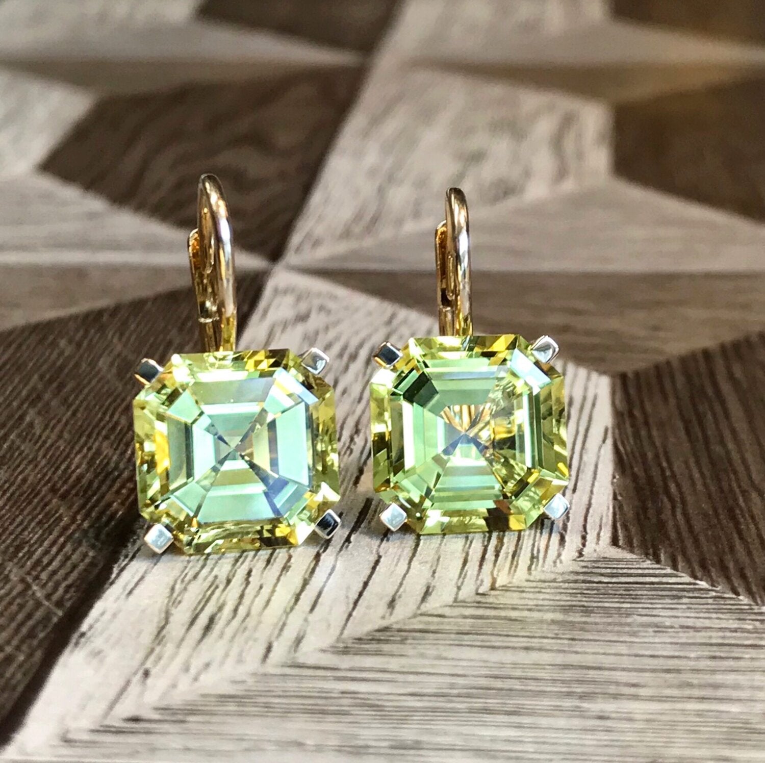 Twinkle Twinkle Lemon Quartz Octagonal Drop Earrings