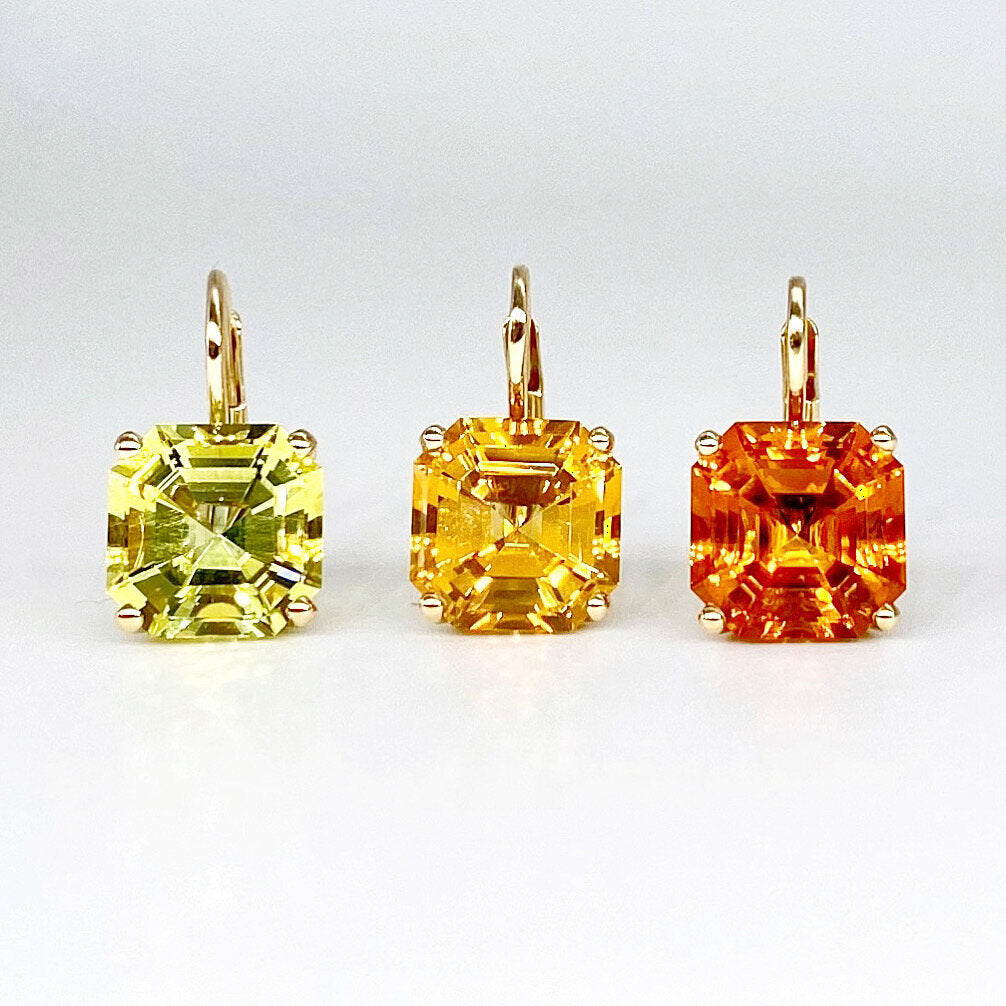 Twinkle Twinkle Lemon Quartz Octagonal Drop Earrings