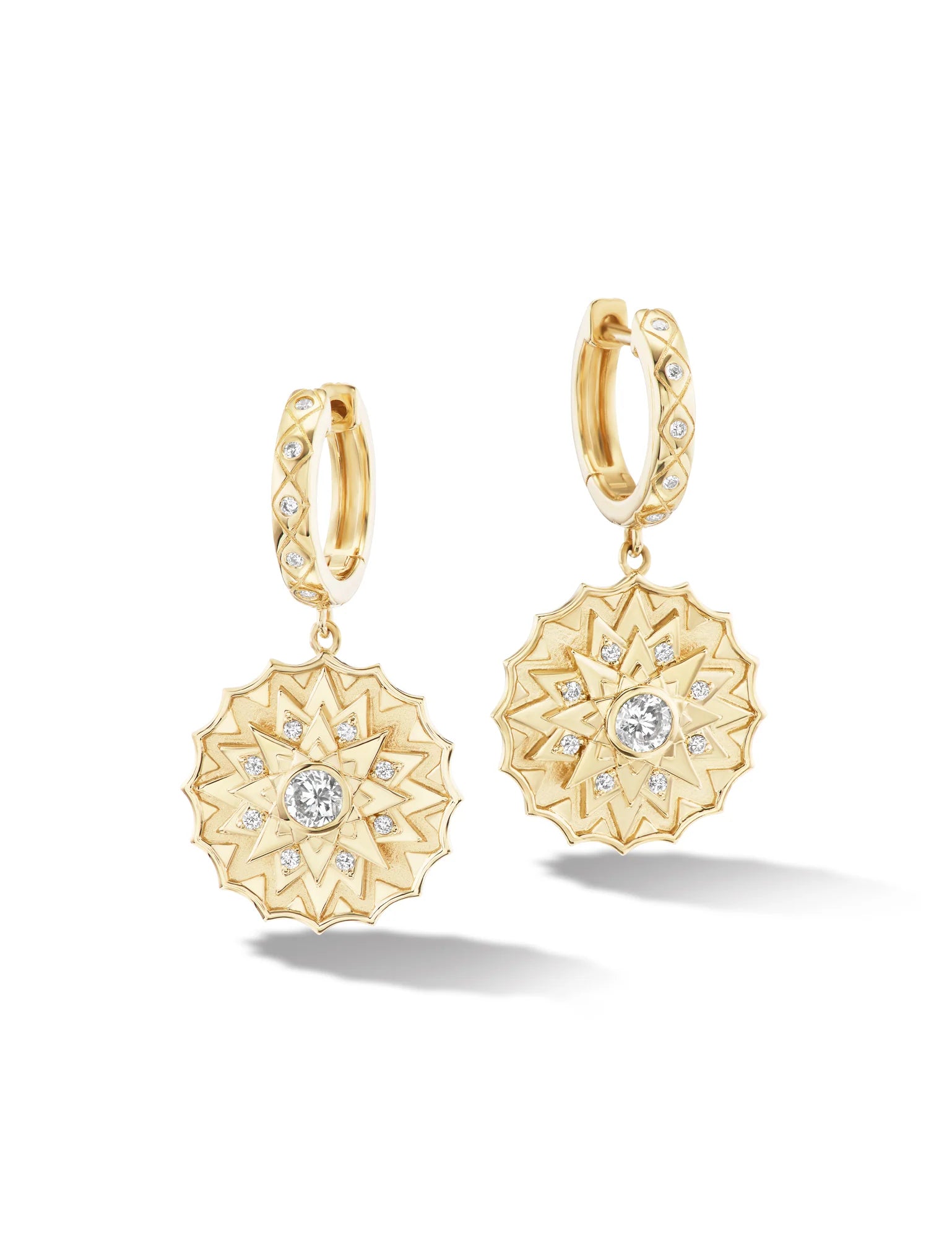Star Medallion Huggie Earrings