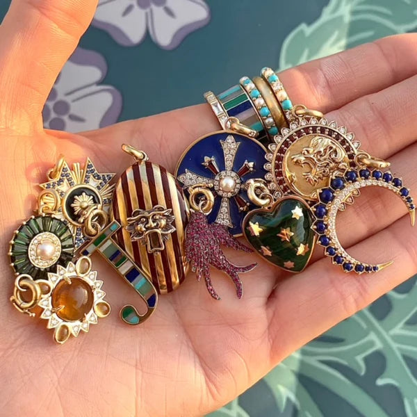 14K Gold Malachite Anna Heart Charm