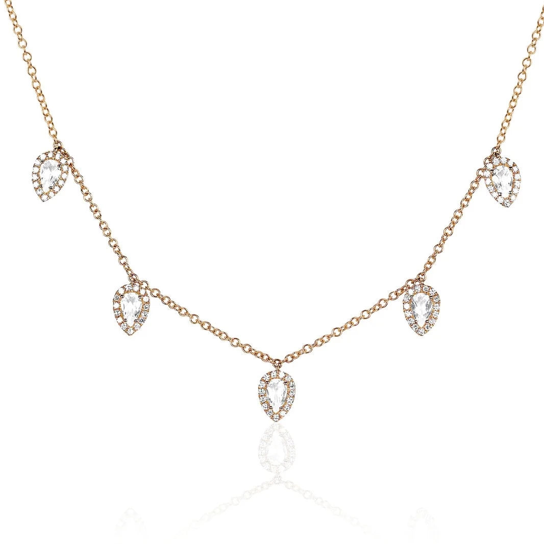 Diamond White Topaz 5 Teardrop Choker