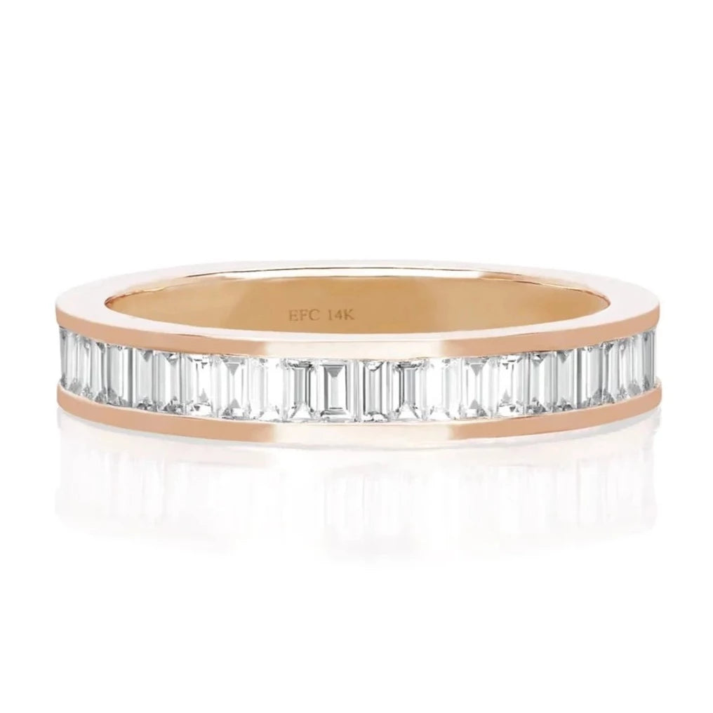 Half Diamond Channel Set Baguette Stack Ring