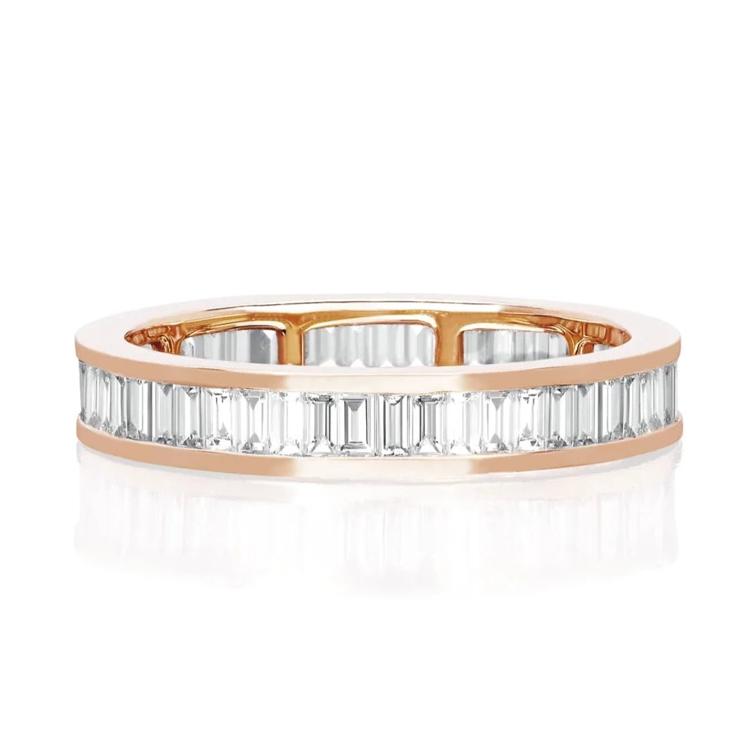 Diamond Channel Set Baguette Eternity Stack Ring