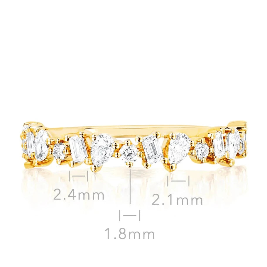 Half Diamond Multi Faceted Ring