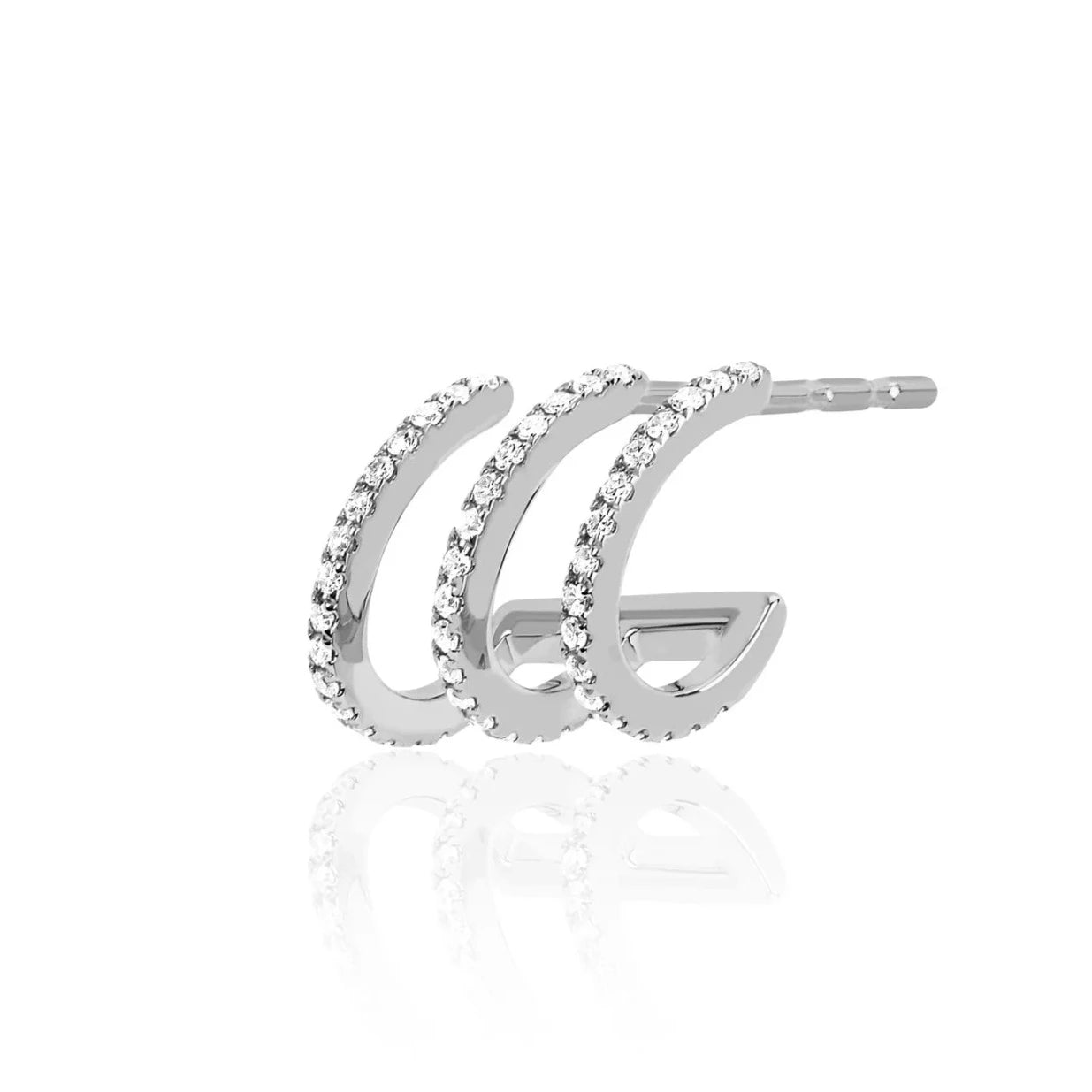 Diamond Triple Huggie Illusion Stud Earring