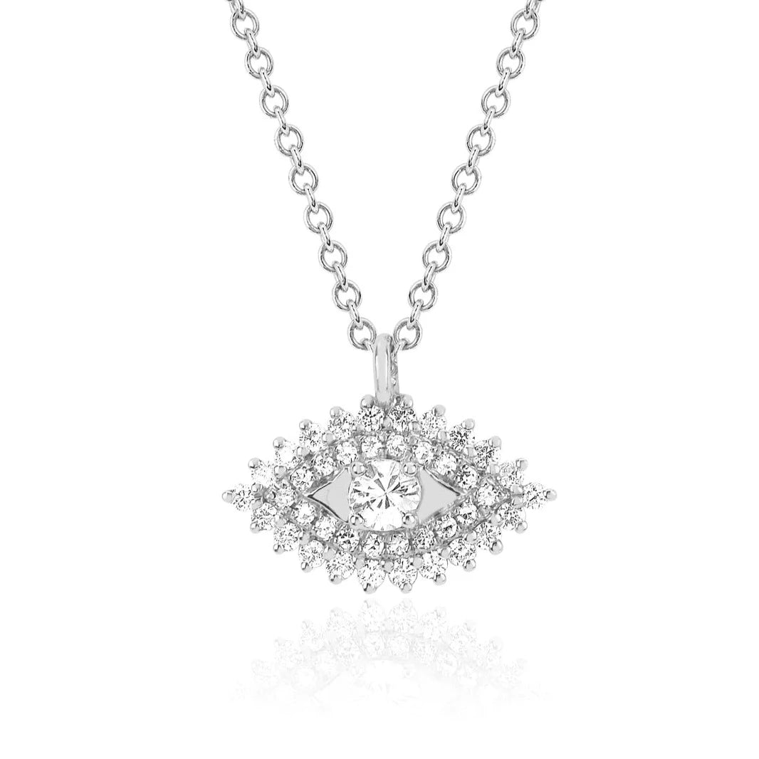 Prong Set Diamond Evil Eye Necklace