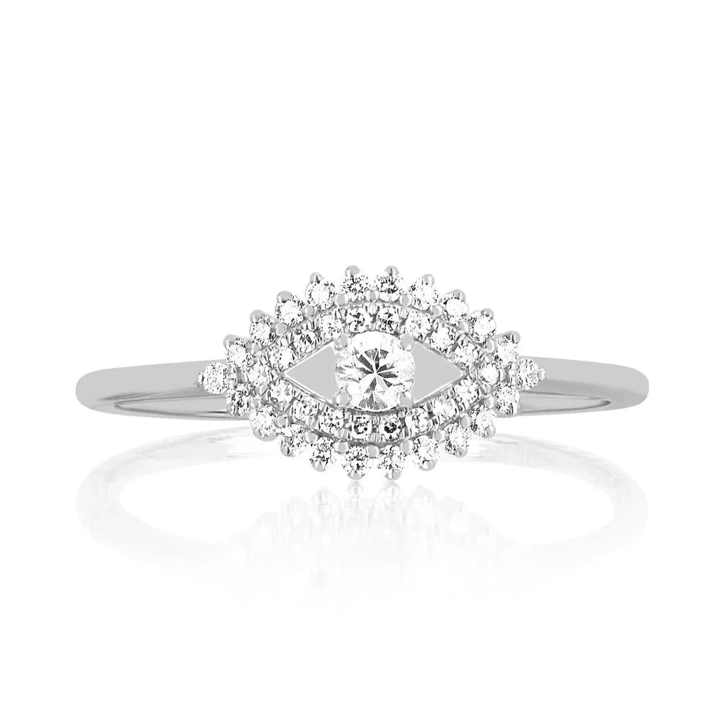 Prong Set Diamond Evil Eye Ring