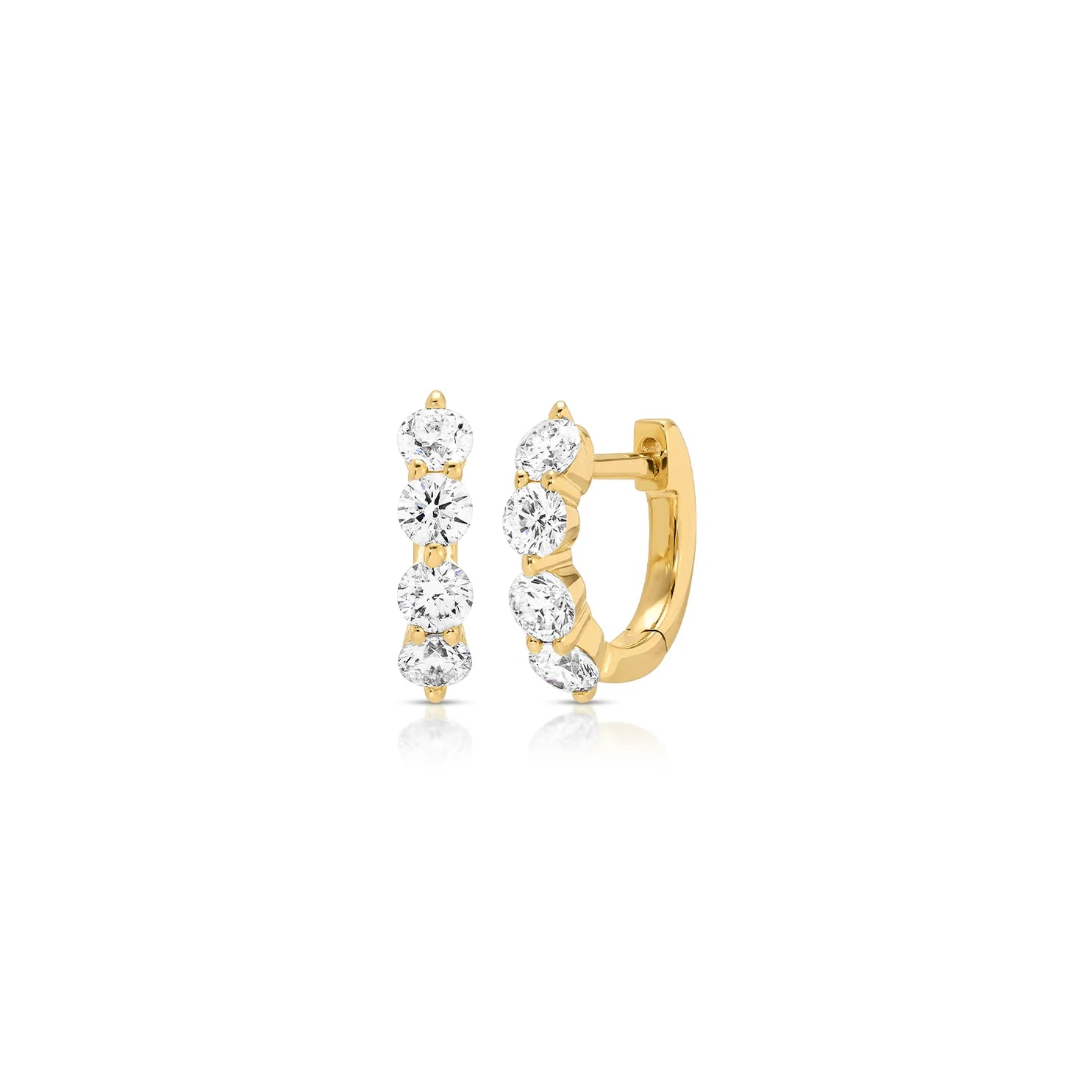 Jumbo Prong Set Diamond Mini Huggie Earring