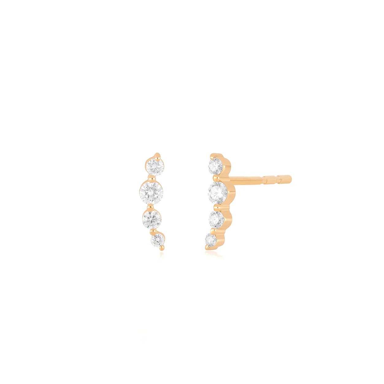 Prong Set Diamond Arc Stud Earring