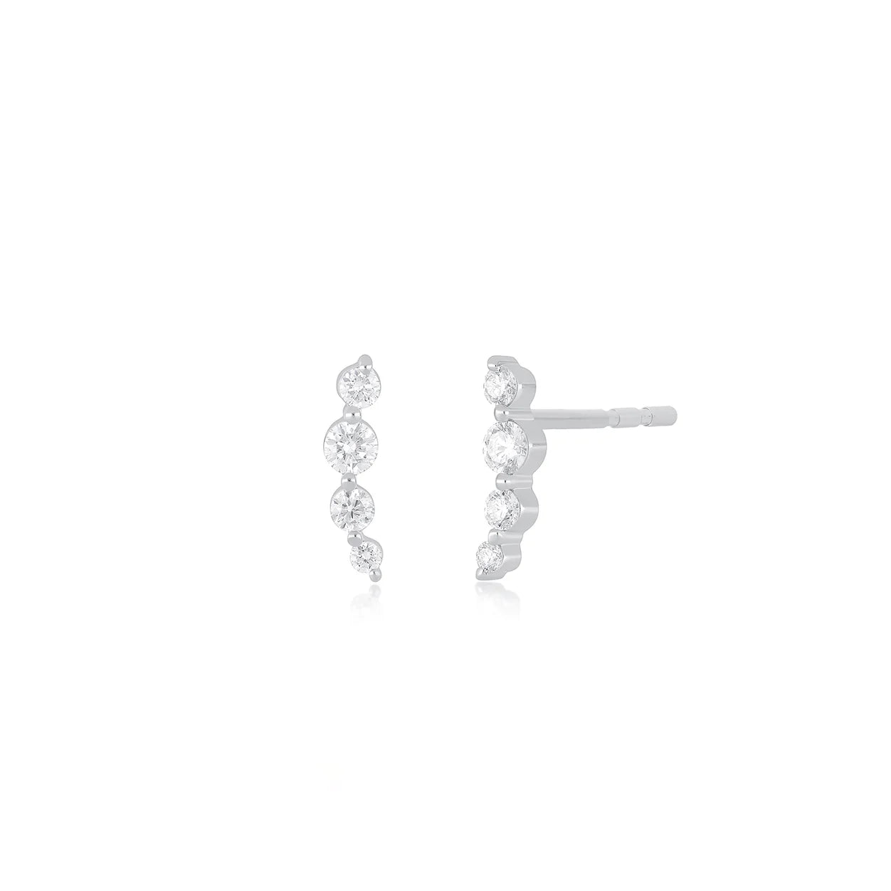 Prong Set Diamond Arc Stud Earring