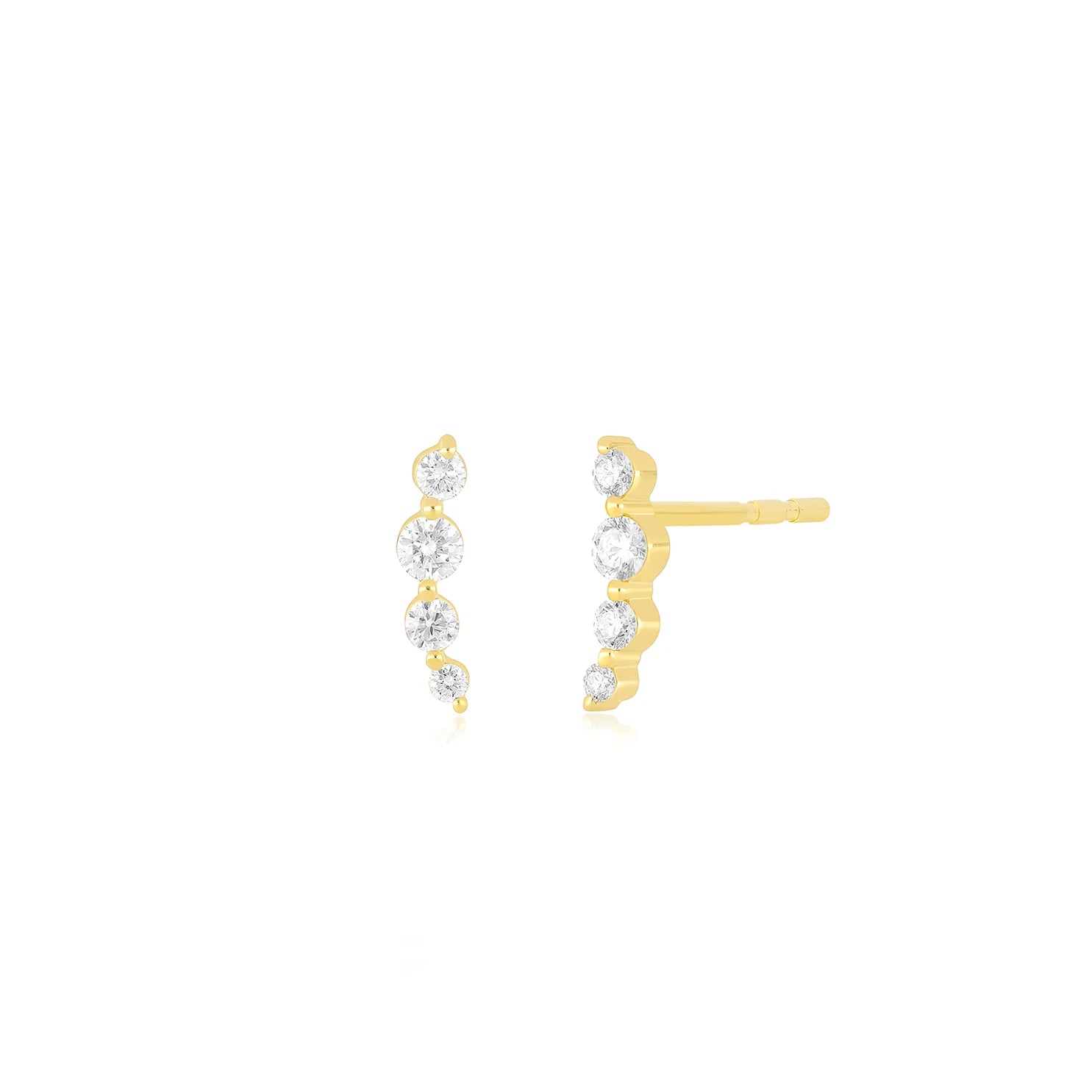 Prong Set Diamond Arc Stud Earring