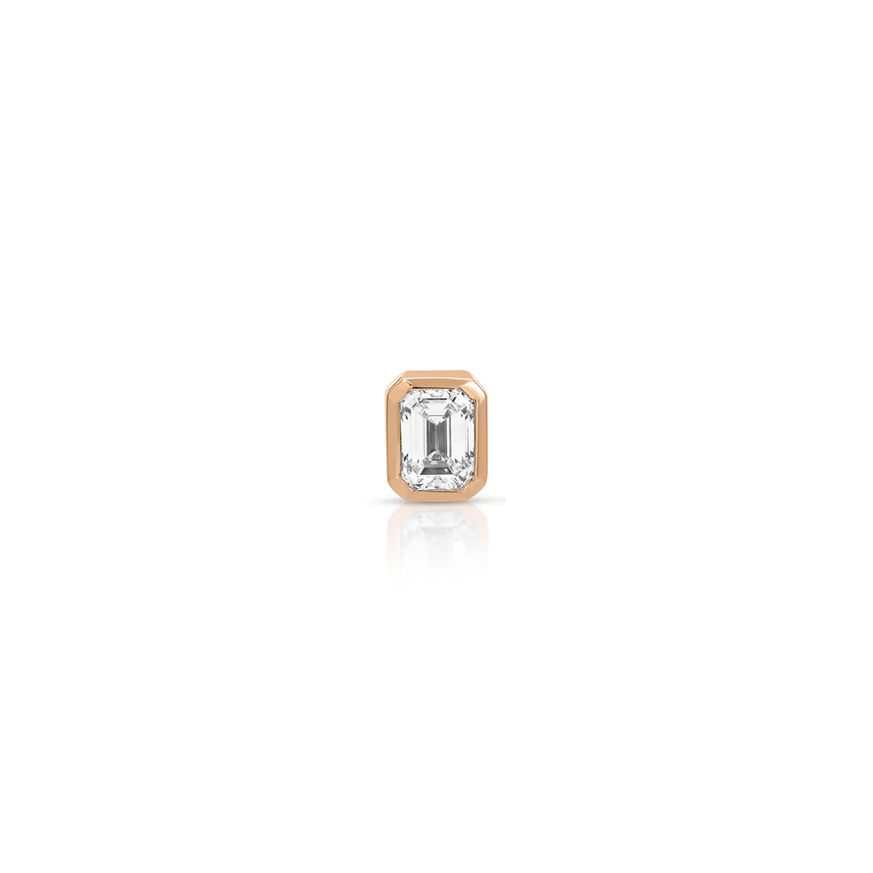Bezel Set Emerald Cut Diamond Stud Earring