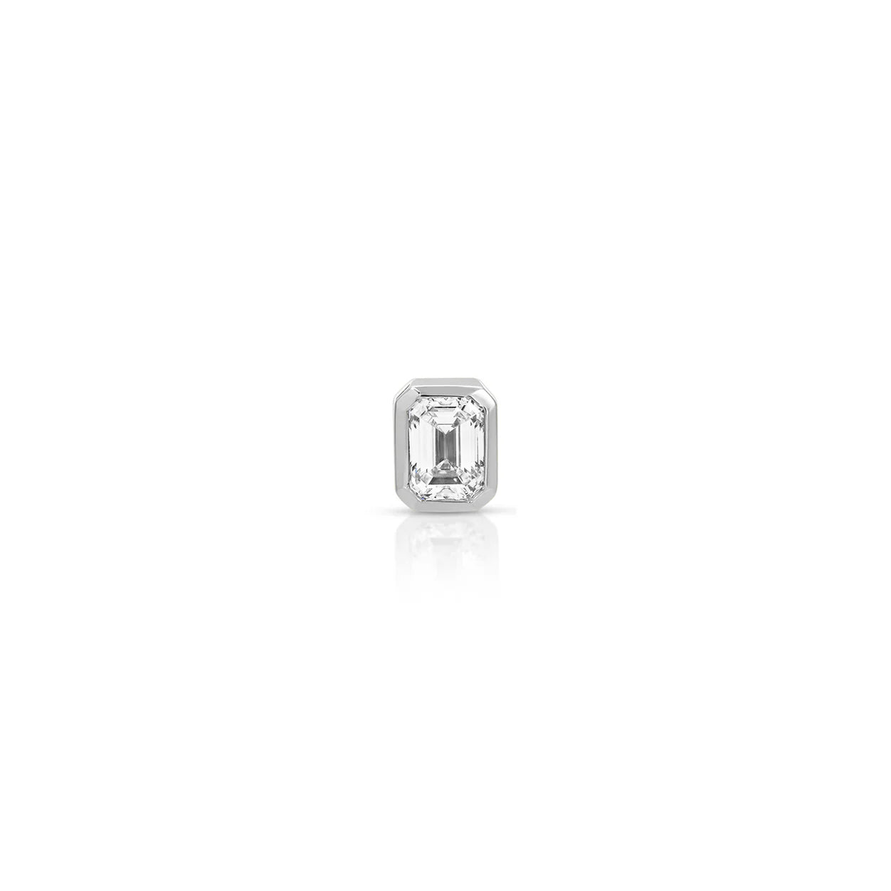 Bezel Set Emerald Cut Diamond Stud Earring