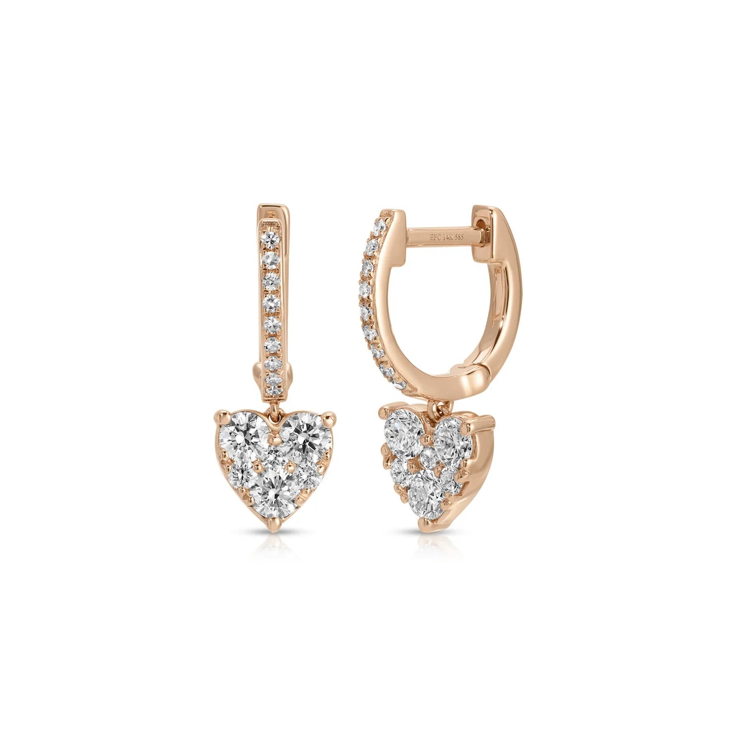 Full Cut Diamond Mini Heart Huggie Earrings