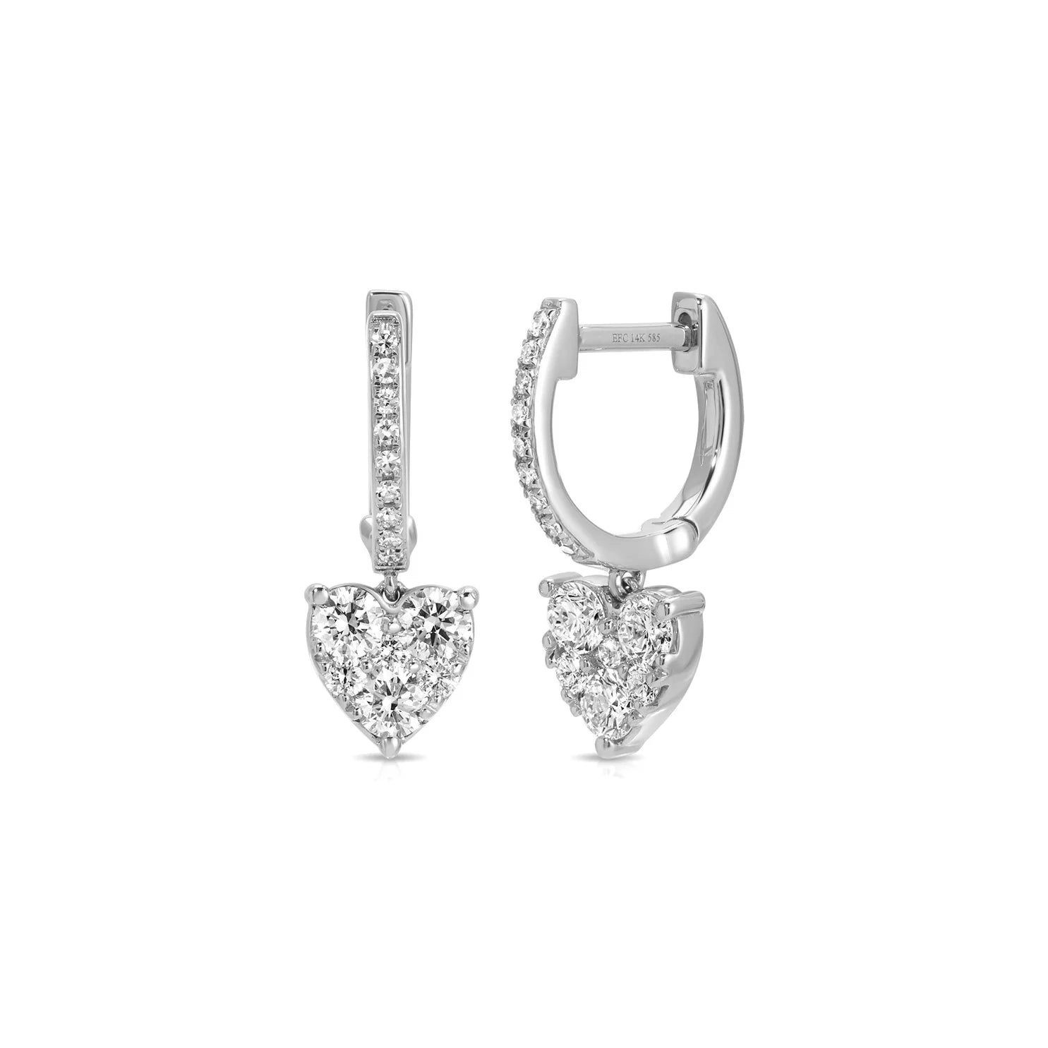 Full Cut Diamond Mini Heart Huggie Earrings