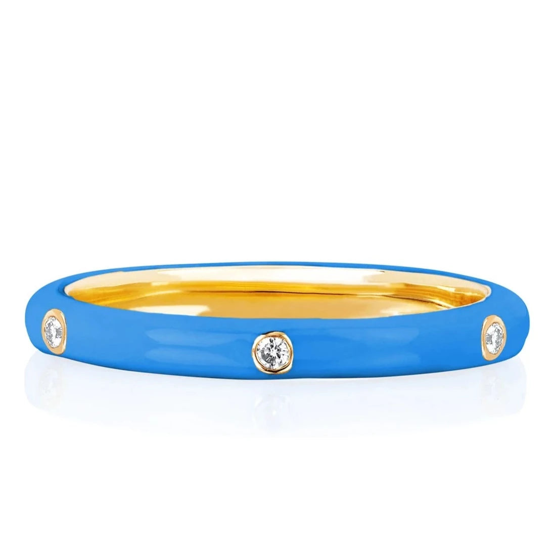 3 Diamond Blue Enamel Stack Ring