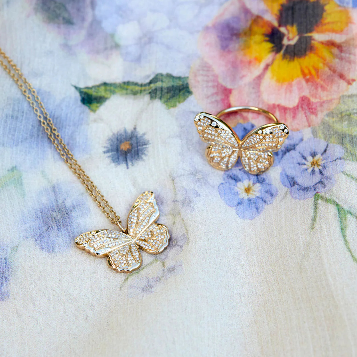 Pavé Diamond Jumbo Butterfly Necklace