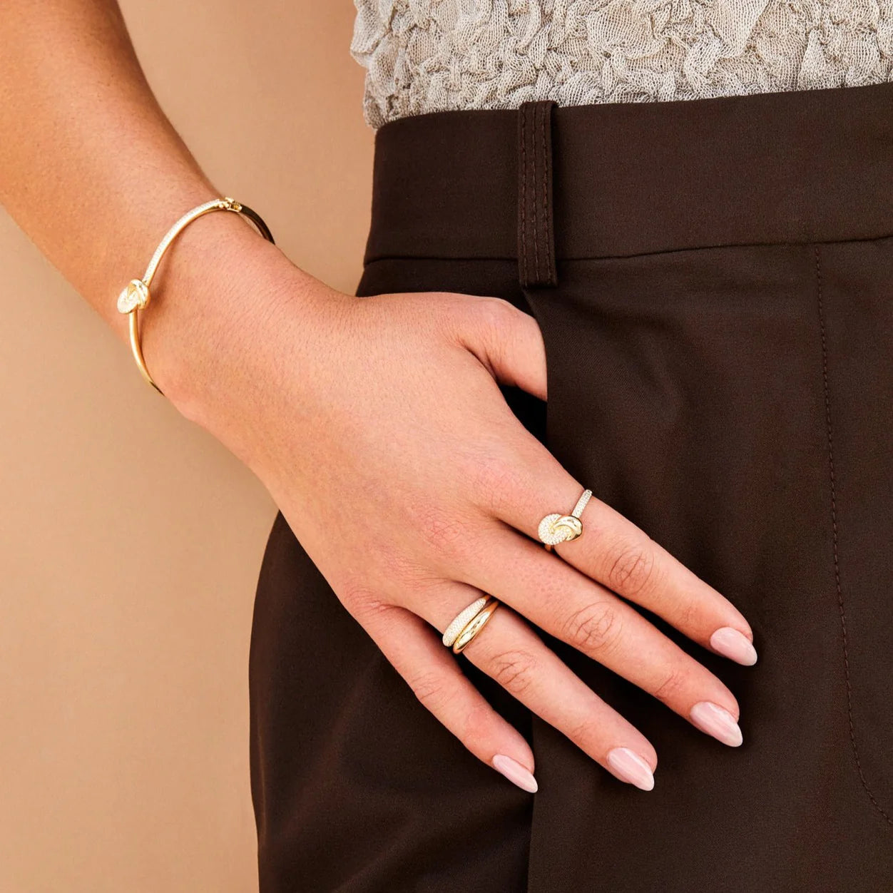 Diamond & Gold Love Knot Ring